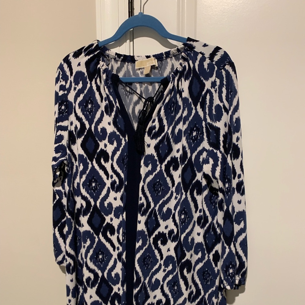 MICHAEL KORS NAVY AND WHITE SHIFT DRESS SIZE L, PERFECT FOR BUSINESS OFFICE WEAR
